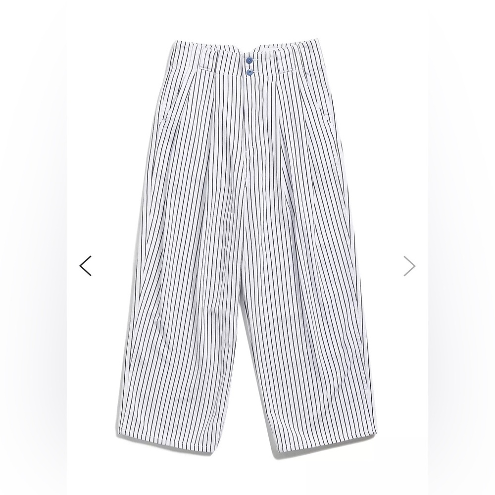 UO Mack Striped Pleated High-Waisted Trouser Pant